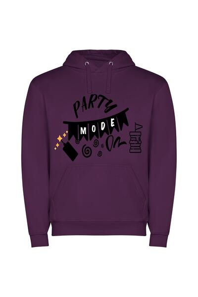 iLovePrints Chic Noir Party Glam Φούτερ με κουκούλα σε χρώμα Μωβ