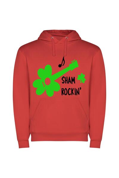 iLovePrints Shamrock Shaggy Rockin' Φούτερ με κουκούλα σε χρώμα Κόκκινο