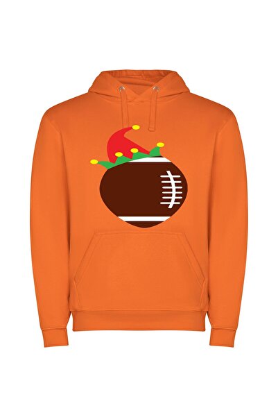 iLovePrints Festive Super Bowl Mascot Φούτερ με κουκούλα σε χρώμα Πορτοκαλί