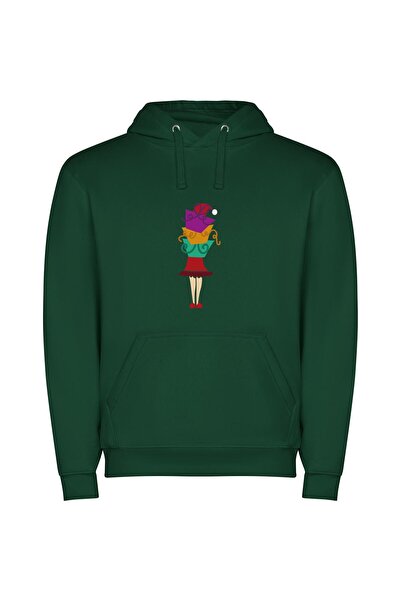 iLovePrints Enchanting Festive Fashion Φούτερ με κουκούλα σε χρώμα Πράσινο