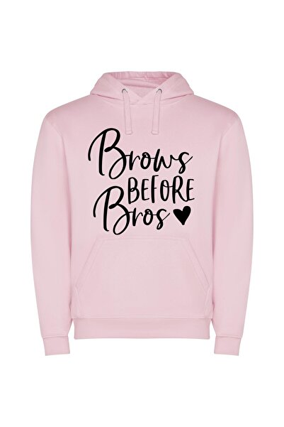 iLovePrints Brows over Bros: Elegantly Defined Φούτερ με κουκούλα σε χρώμα Ροζ