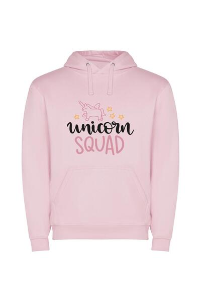 iLovePrints Chic Unicorn Crew Φούτερ με κουκούλα σε χρώμα Ροζ