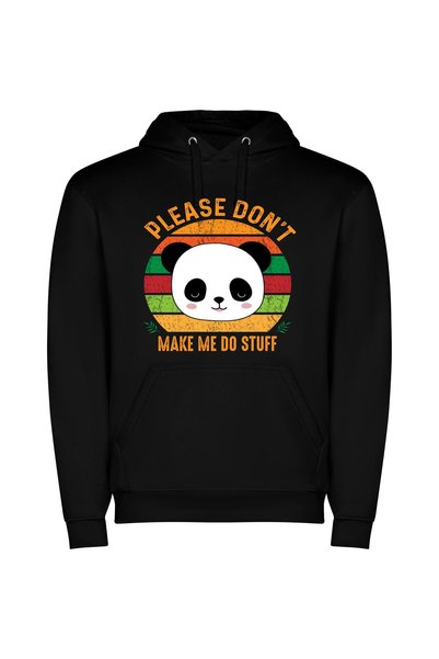 iLovePrints Panda Pleas of Cute Φούτερ με κουκούλα σε χρώμα Μαύρο