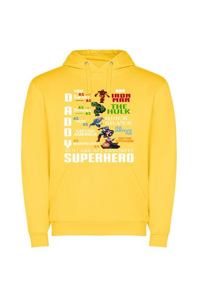 iLovePrints Heroic Fusion: Marvel Style Φούτερ με κουκούλα σε χρώμα Κίτρινο