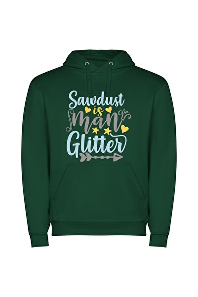 iLovePrints Glamourized Sawdust Sparkles Φούτερ με κουκούλα σε χρώμα Πράσινο