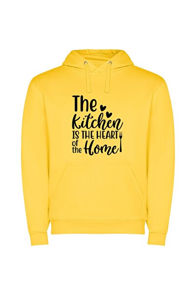 iLovePrints Heart of Home Cuisine Φούτερ με κουκούλα σε χρώμα Κίτρινο