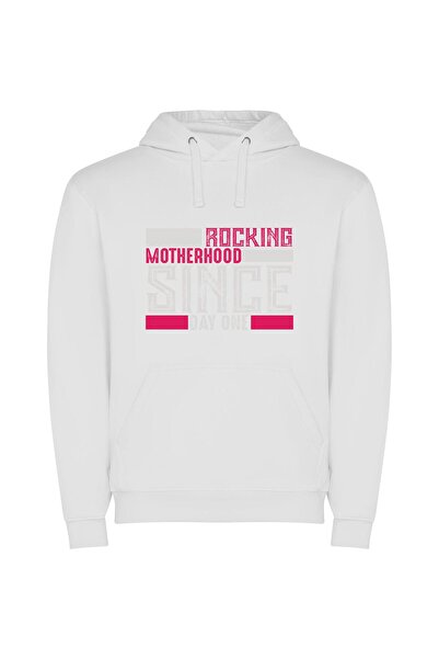 iLovePrints Maternal Rock Star Mama Φούτερ με κουκούλα σε χρώμα Λευκό