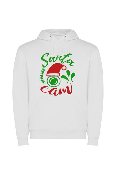iLovePrints Merry Cam Santa's Hat Φούτερ με κουκούλα σε χρώμα Λευκό