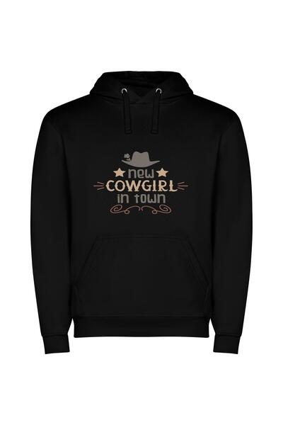 iLovePrints New Western Cowgirl Charm Φούτερ με κουκούλα σε χρώμα Μαύρο