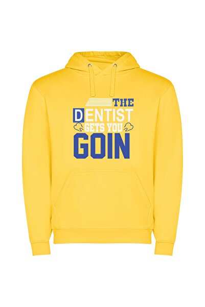 iLovePrints Gleam: Dentist's Graphic Triumph Φούτερ με κουκούλα σε χρώμα Κίτρινο