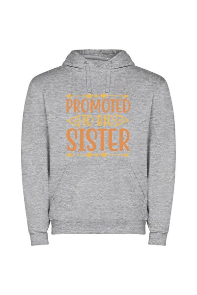 iLovePrints Sisters' Joyful Bond Φούτερ με κουκούλα σε χρώμα Γκρι