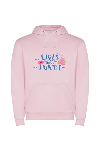 iLovePrints Money & Girls: Fun & Fancy Φούτερ με κουκούλα σε χρώμα Ροζ