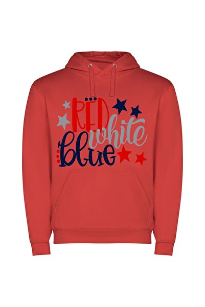 iLovePrints Star Spangled Color Show Φούτερ με κουκούλα σε χρώμα Κόκκινο