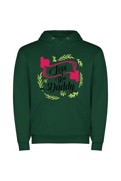 iLovePrints Daddy's Digital Love Sign Φούτερ με κουκούλα σε χρώμα Πράσινο