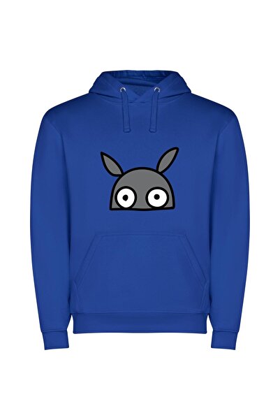 iLovePrints Elegant Hare Illustration Φούτερ με κουκούλα σε χρώμα Μπλε