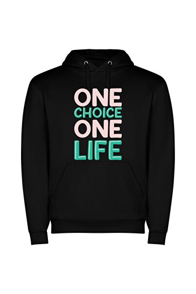 iLovePrints Life's Singular Choices Φούτερ με κουκούλα σε χρώμα Μαύρο
