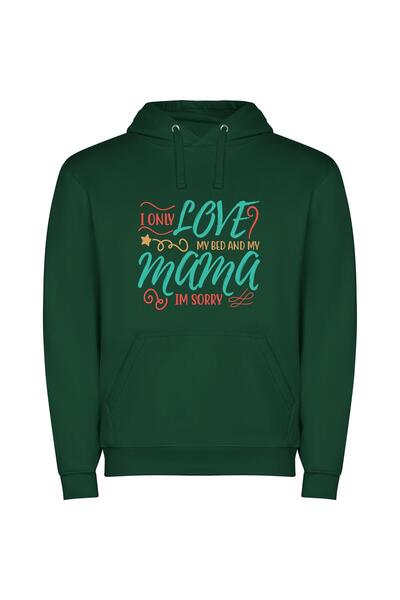 iLovePrints Mama, Bed, Love: Homely Elegance Φούτερ με κουκούλα σε χρώμα Πράσινο