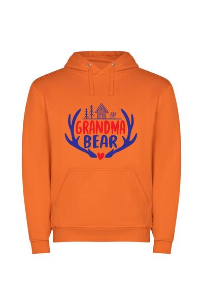 iLovePrints Grandma's Best Bear Logo Φούτερ με κουκούλα σε χρώμα Πορτοκαλί