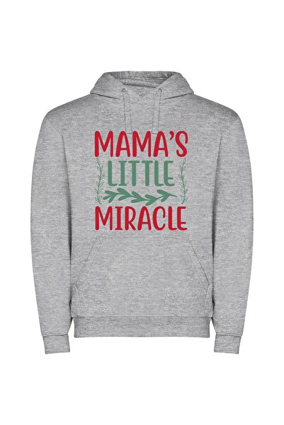 iLovePrints Mama's Miracle Sign: Maternal Bliss Φούτερ με κουκούλα σε χρώμα Γκρι