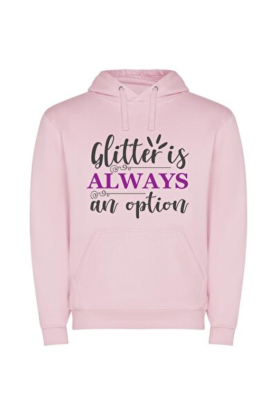 iLovePrints Glamour in Every Glitter Φούτερ με κουκούλα σε χρώμα Ροζ