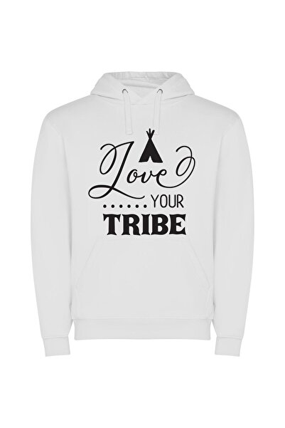iLovePrints Love Your Tribe: True Style Φούτερ με κουκούλα σε χρώμα Λευκό