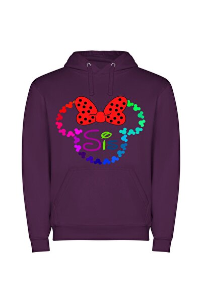 iLovePrints Sis in Disney Style Φούτερ με κουκούλα σε χρώμα Μωβ