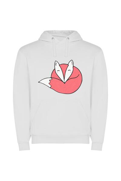 iLovePrints Enchanting Kitsune Portrait Φούτερ με κουκούλα σε χρώμα Λευκό