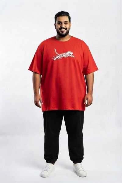 Gutty Red 100% Cotton Oversized Plus Size Men's Printed T-Shirt - 3XL 4XL 5XL...