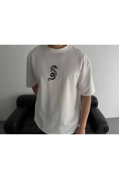modi Printed Oversize Crew Neck T-Shirt - White