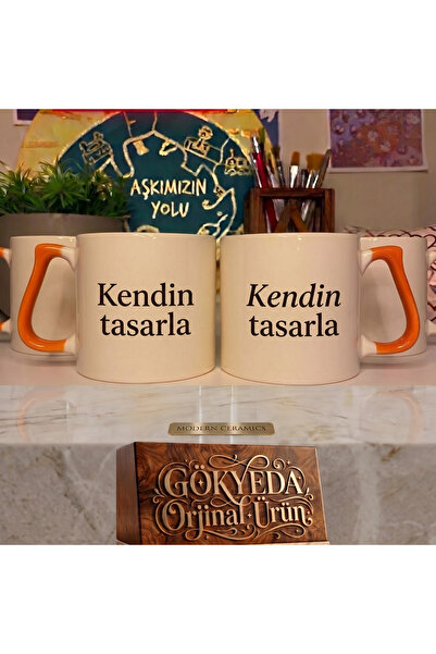 D&Y GAUDERY 4 lü A kalite kupa Resimli Baskı Tasarım Kendin Tasarla Kişiye Öz...