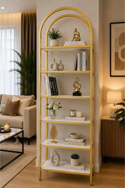 Genel Markalar Luxury Collection 6 Raflı Çok Amaçlı Kitaplık | Premium Gold M...