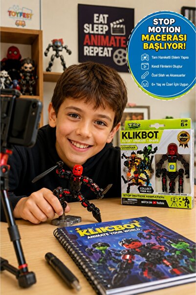 TOYFEST Klikbot Guardian Red Action Figure Stop Motion Animation Toy Steam 6+...