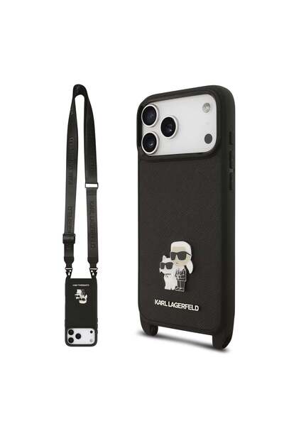Karl Lagerfeld Case compatible with iPhone 17 Pro Max, Saffiano PU leather, B...