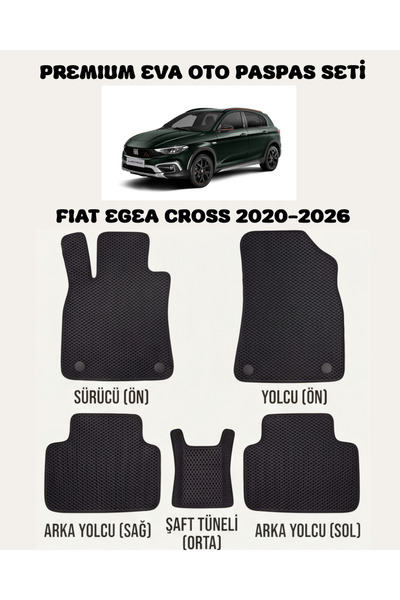 8D OTO PASPASI FİAT EGEA CROSS SERİSİ 2020 - 2026 ARACA ÖZEL PREMİUM EVA PASP...