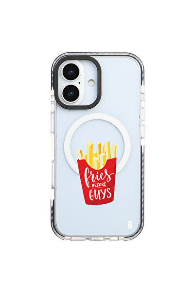 Casen iPhone 17 Yanları Siyah Magsafe Arty Şeffaf Fries Before Patates Tasarı...