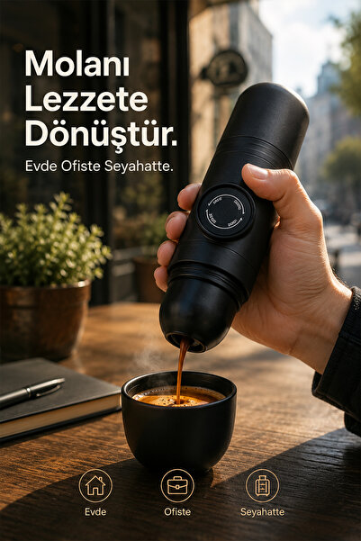 indirimsevinci Taşınabilir Manuel Espresso Makinesi Kamp Seyahat Ofis İçin Elektrik Gerektirmeyen Portatif Kahve Makinesi