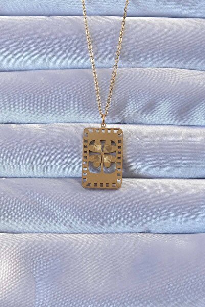 DMR Elegance 316L Gold Color Engraved Clover Model Vintage Necklace