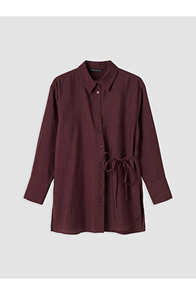 LC Waikiki Burgundy Modal Blend Tie-Dye Women's Shirt Tunic