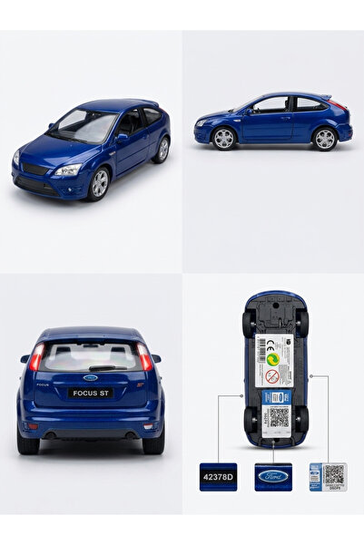 WELLY Ford Focus ST 1:36 Metal Model Araç, Lisanslı