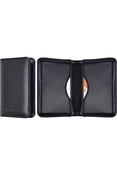 wisdompro Business Card Holder Double Sided PU Leather Business Card Holder w...