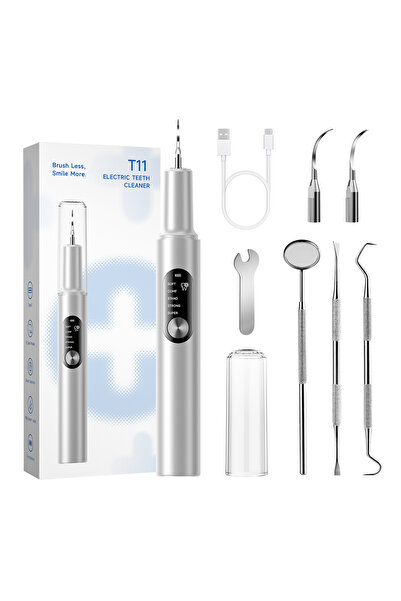 Choice1 Slivery Electric Ultrasonic Dental Scaler 5 Smart Modes T11 Dental Ta...
