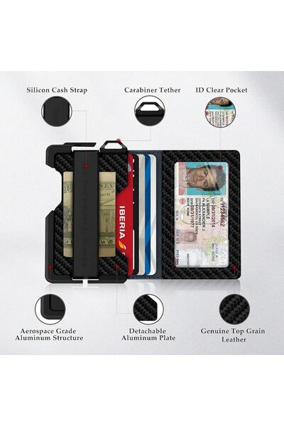 MURADIN Tactical Minimalist Wallet for Men, Slim RFID-Blocking Metal Card Hol...