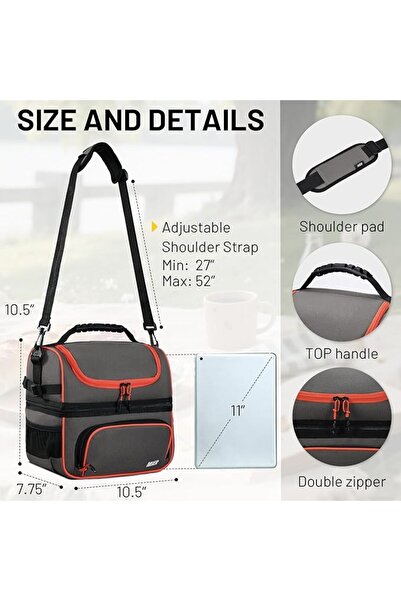 mier Dual Compartment Lunch Bag Tote with Shoulder Strap for Men and Women In...