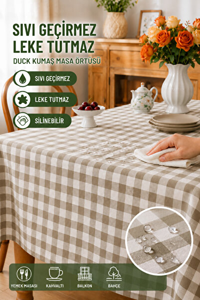 Soft Kare Pötikare Duck Fabric Tablecloth – Liquid-Proof, Stain-Resistant, Wi...