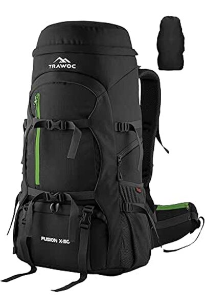 TRAWOC حقيبة ظهر FUSION X 50 لتر بإطار داخلي من الألياف، حقيبة سفر بفتحة أمام...