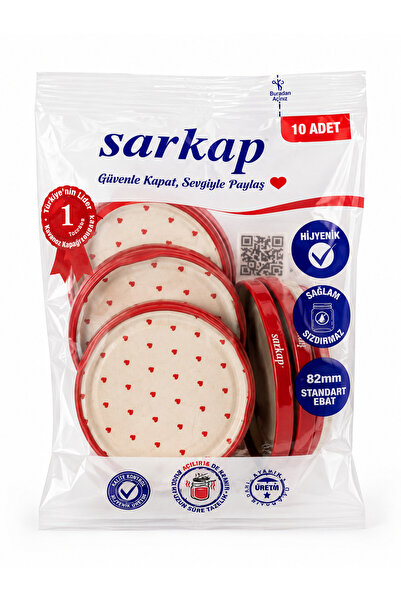 Sarkap Kalpli Desenli Kavanoz Kapağı 82 mm 10'lu Paket Metal Konserve Kapağı ...