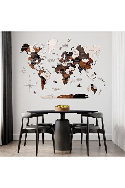 Generic Enjoy The Wood Wooden World Map Wall Decor, Natural Wood Tone Travel ...