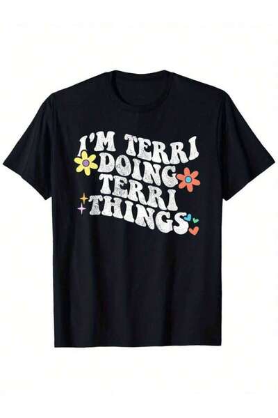 9JY Retro Groovy Im Doing TERRI Things Funny Mother's Day Loose Style New Uni...