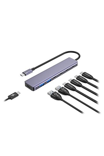 Platinet PMH22 7-in-1 USB-C Hub, 10Gbps, 100W PD, Silver