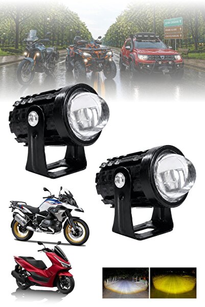 Motosiklet Sis Farı 2 ADET Delici Yüksek Parlak Beyaz Sarı Çift Renk Spot Led Far